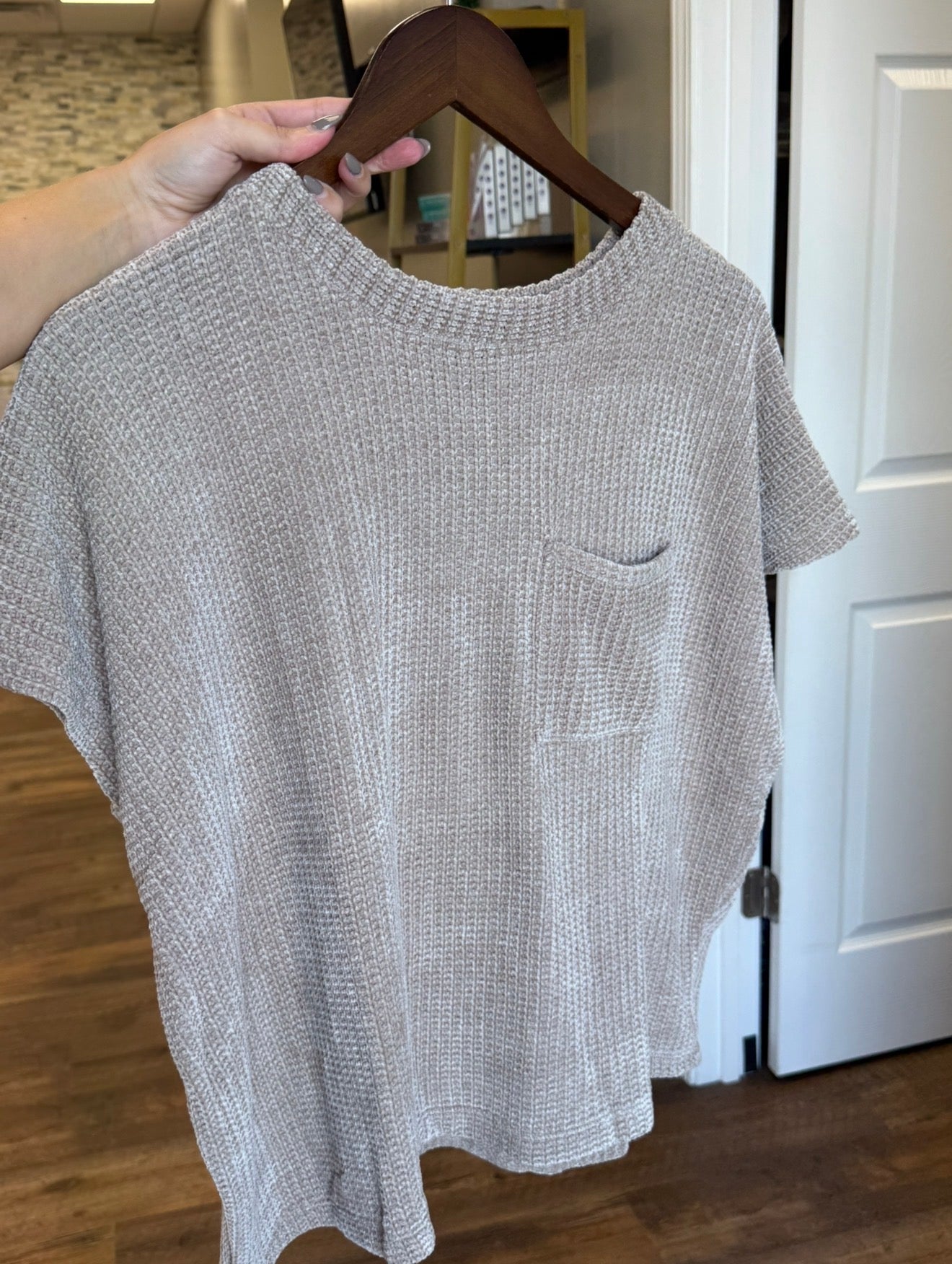 Brown waffle knit