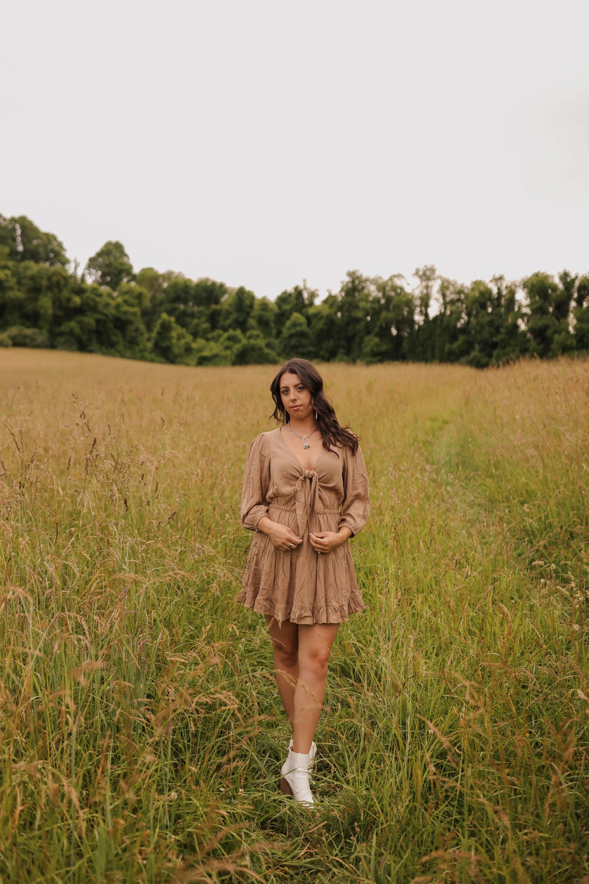 Mocha Front Tie Dress