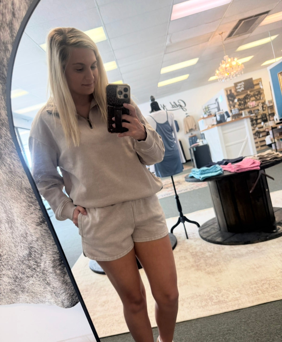 Acid Wash Ash Mocha quarter zip