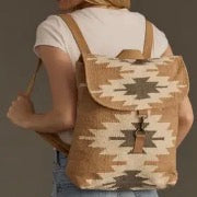 Tan, Cream, and Gray Aztec Backpack