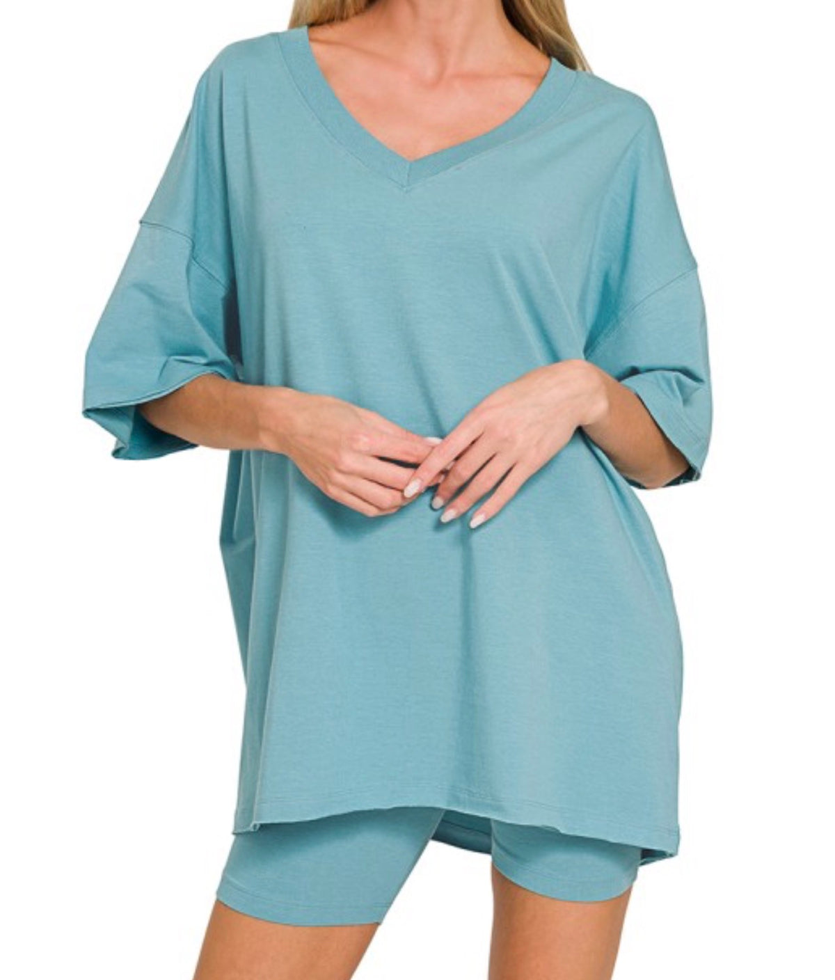 Dusty Teal w/ Biker Shorts