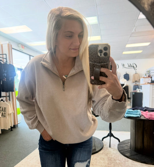 Acid Wash Ash Mocha quarter zip