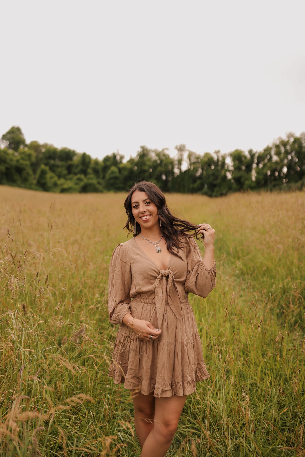 Mocha Front Tie Dress