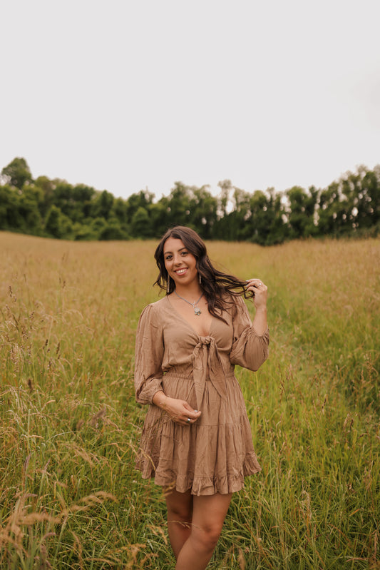 Mocha Front Tie Dress